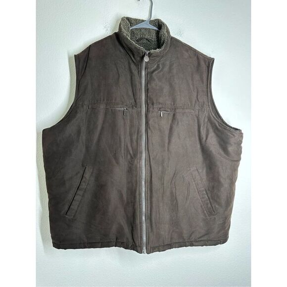 Vintage RAINFOREST Men’s Faux Shearling Lined Vest Size 3XL Brown - Picture 1 of 12